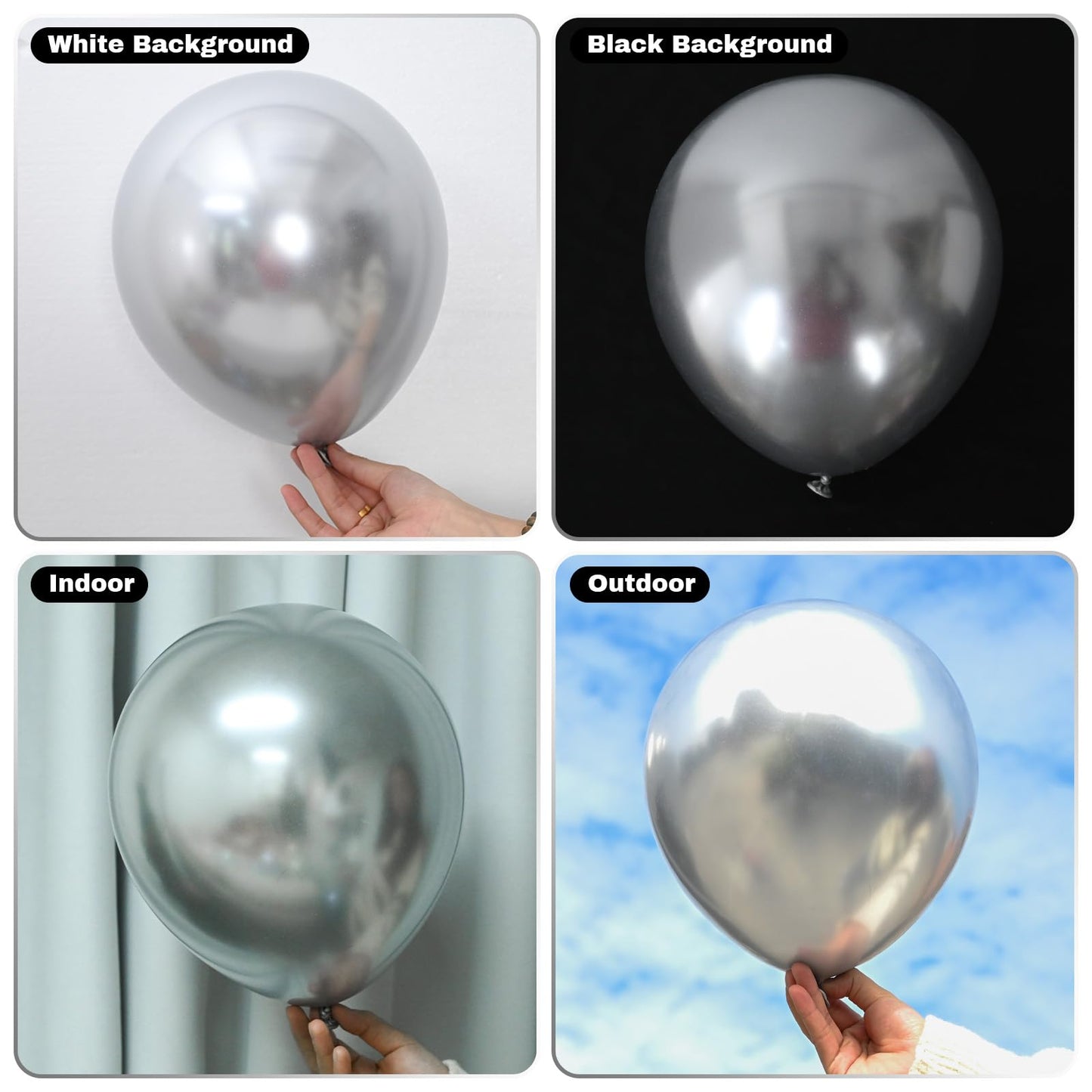 Jobkoo 60Pcs Metallic Silver Balloons 5Inch Shiny Chrome Silver Balloon Silver Metallic Party Balloons Small Silver Chrome Heliu