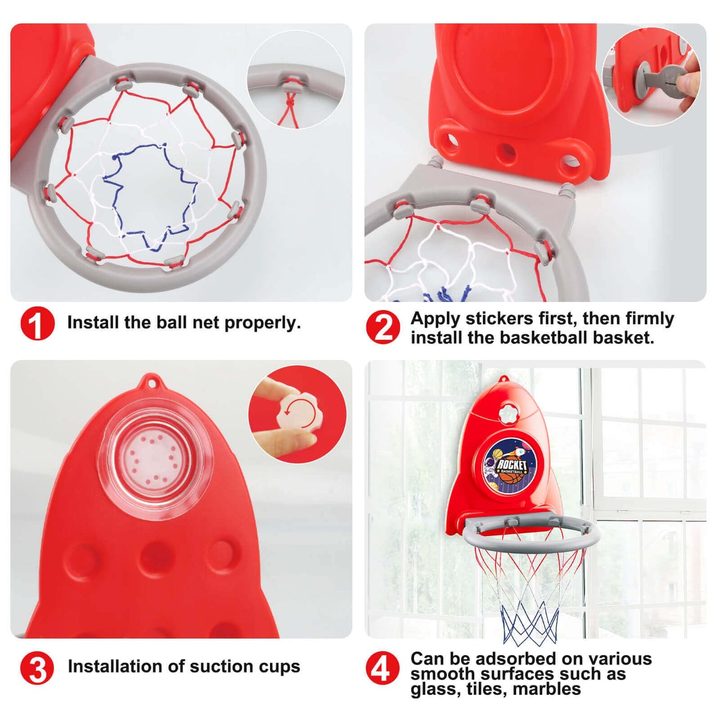 Aooess Basketball Hoop Indoor Toys For Kids 3 4 5 Boys: Toddler Basketball Hoop Indoor Wall Mount Basketball Hoop Suction Cup Ba