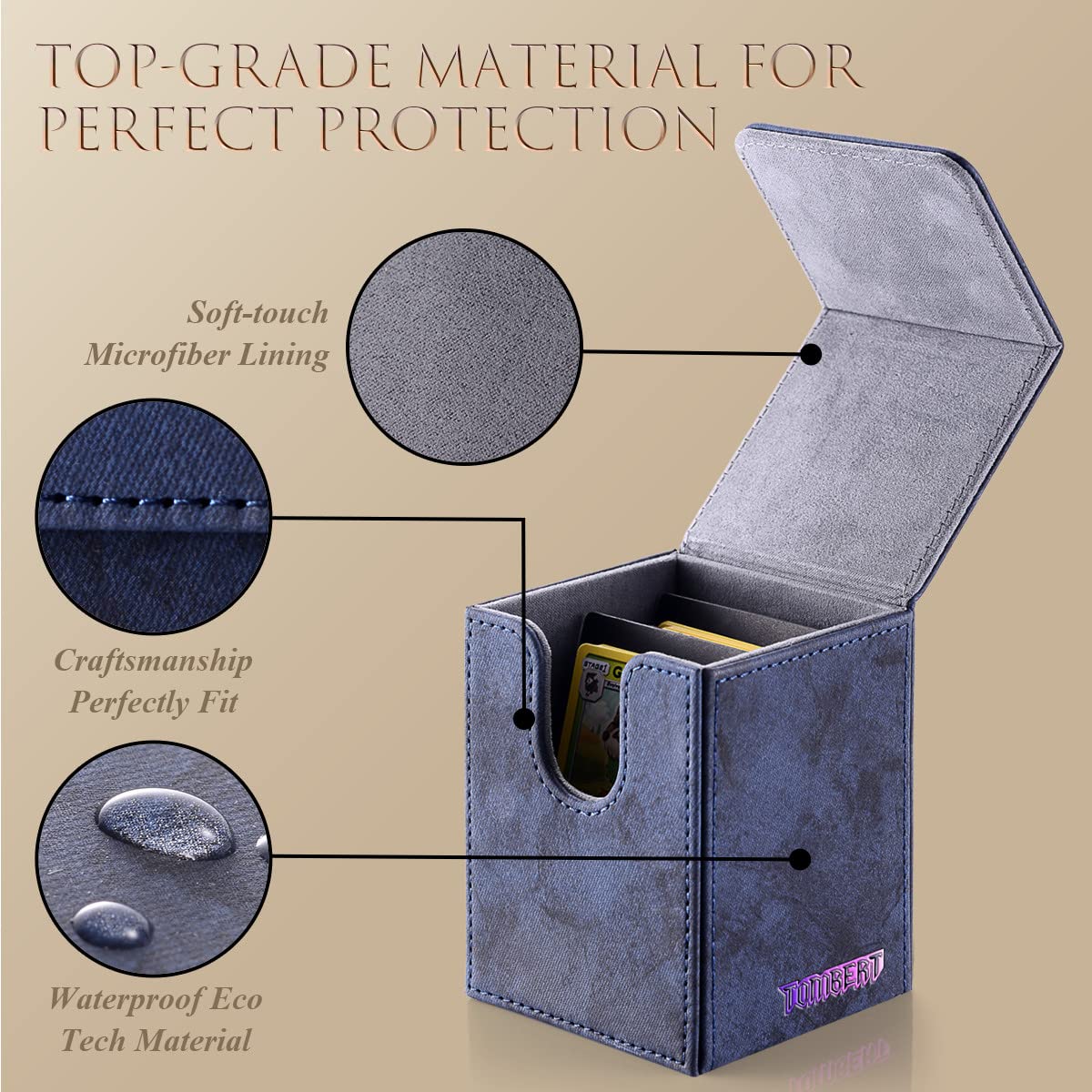Tombert 150+ Premium Deck Box For Mtg, Ptcg, Large Capacity With 2 Dividers, Fits 150+ Sleeved Cards Tcg Trading Card Games (Ver