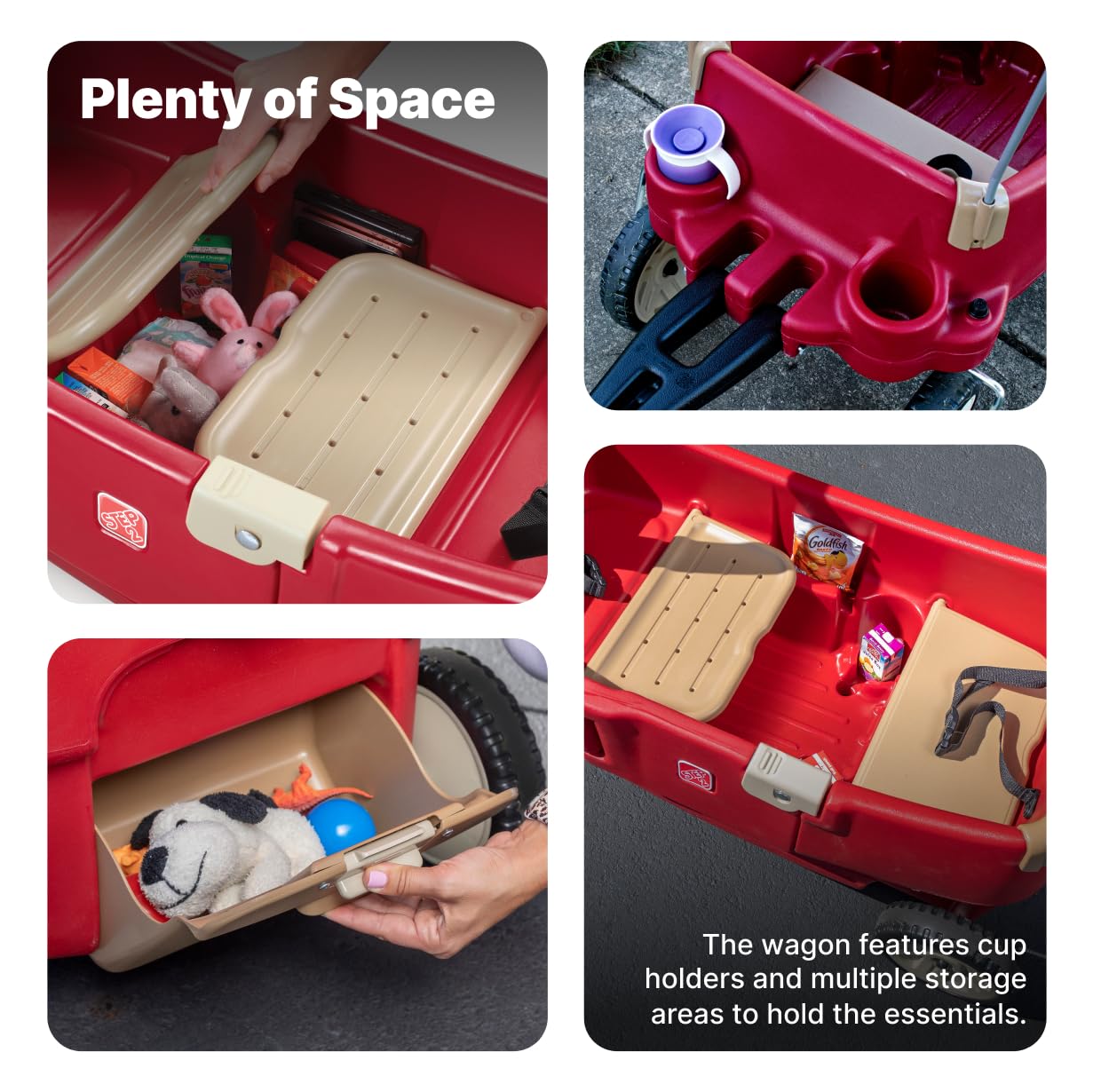 Step2 All Around Canopy Wagon, Kids Ride On Toy, Stroller Substitute, Includes Seat Belts, Made Of Durable Plastic, Max Weight 75 Lbs., For Toddlers 1.5-5 Years Old
