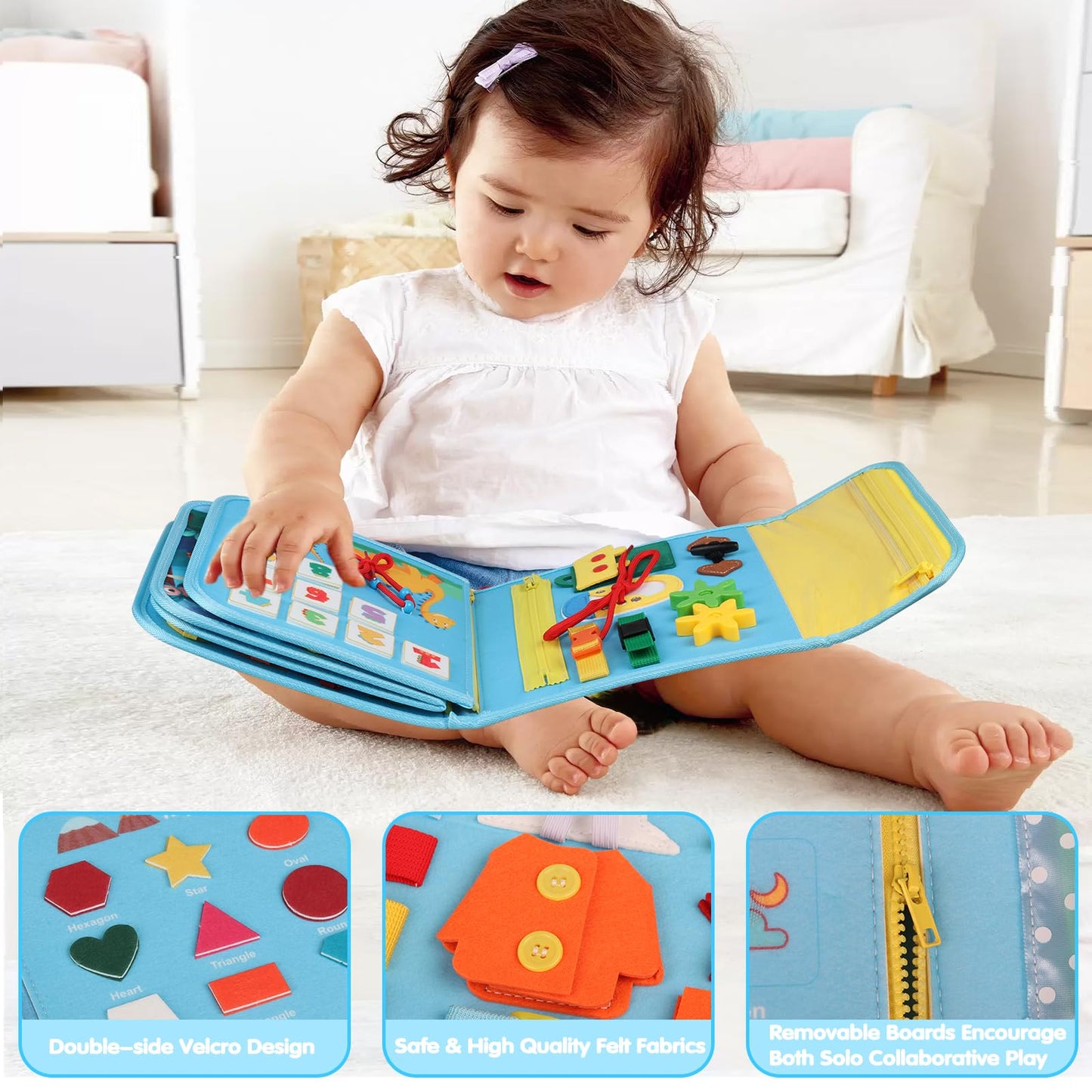 Busy Board Montessori Toys For 1 2 3 4 Year Old Boy Birthday Gift, Preschool Educational Activities Busy Book For Learning Fine