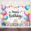 LDWLYW Colorful Birthday Backdrop Large Happy Birthday Banner Backdrop Big Happy Birthday Party Decorations Supplies Indoor Outd