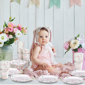 Hushee 200 Pcs Wildflower Baby Shower Paper Plates Napkins Cups Baby Shower Party Supplies Tableware Set A Little Wildflower Is