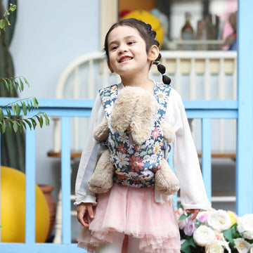 GAGAKU Baby Doll Carrier for Girls - Cotton, Pink with Anemone Flowers, Perfect for Toddlers and Reborn Dolls