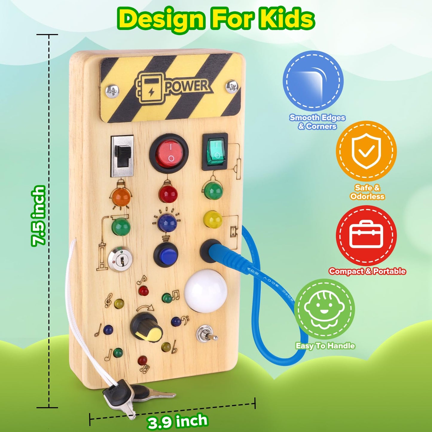 Wakeinsa Montessori Busy Board,Montessori Toys For 1-3 Years Old,Baby Sensory Board,Preschool Learning Activities,Wooden Toys Fo