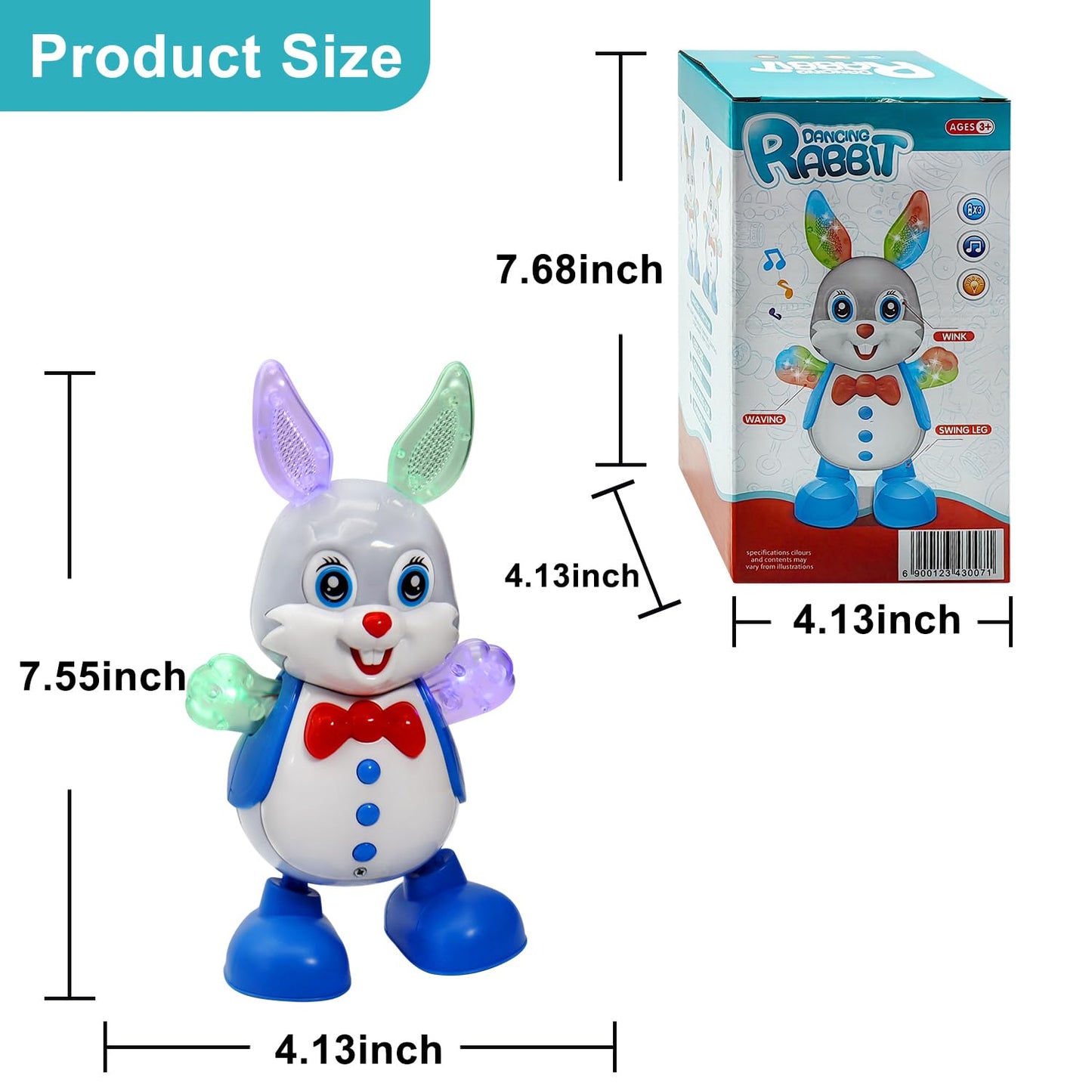 Mayaphilos Bunny Dancing Music Toy With Lights, Crawling Toy Light Up Music, Fun Moving Musical Toy For Toddlers Chirsmas Birthd