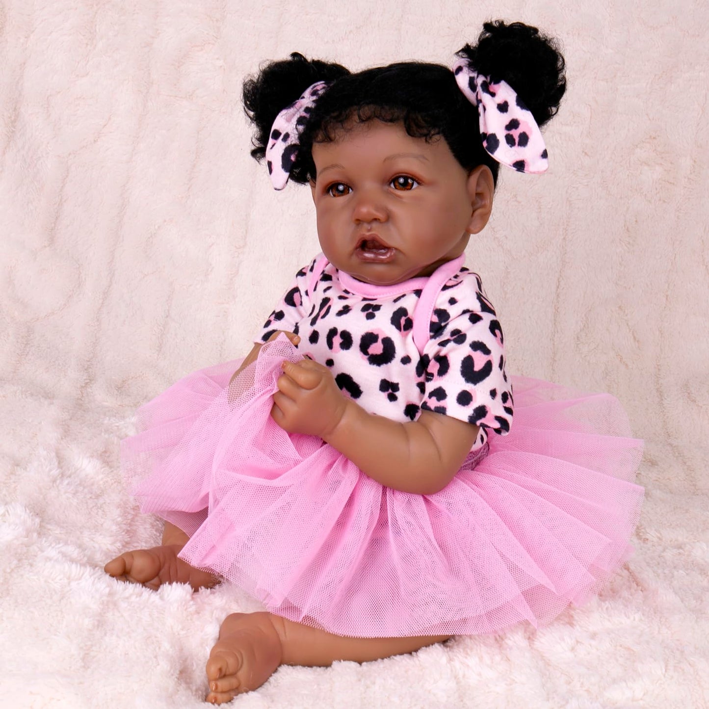 Aori Reborn Baby Dolls Clothes 22 Inch Pink Leopard Outfit Set For 18-24 Inch Reborn Doll Newborn Girl