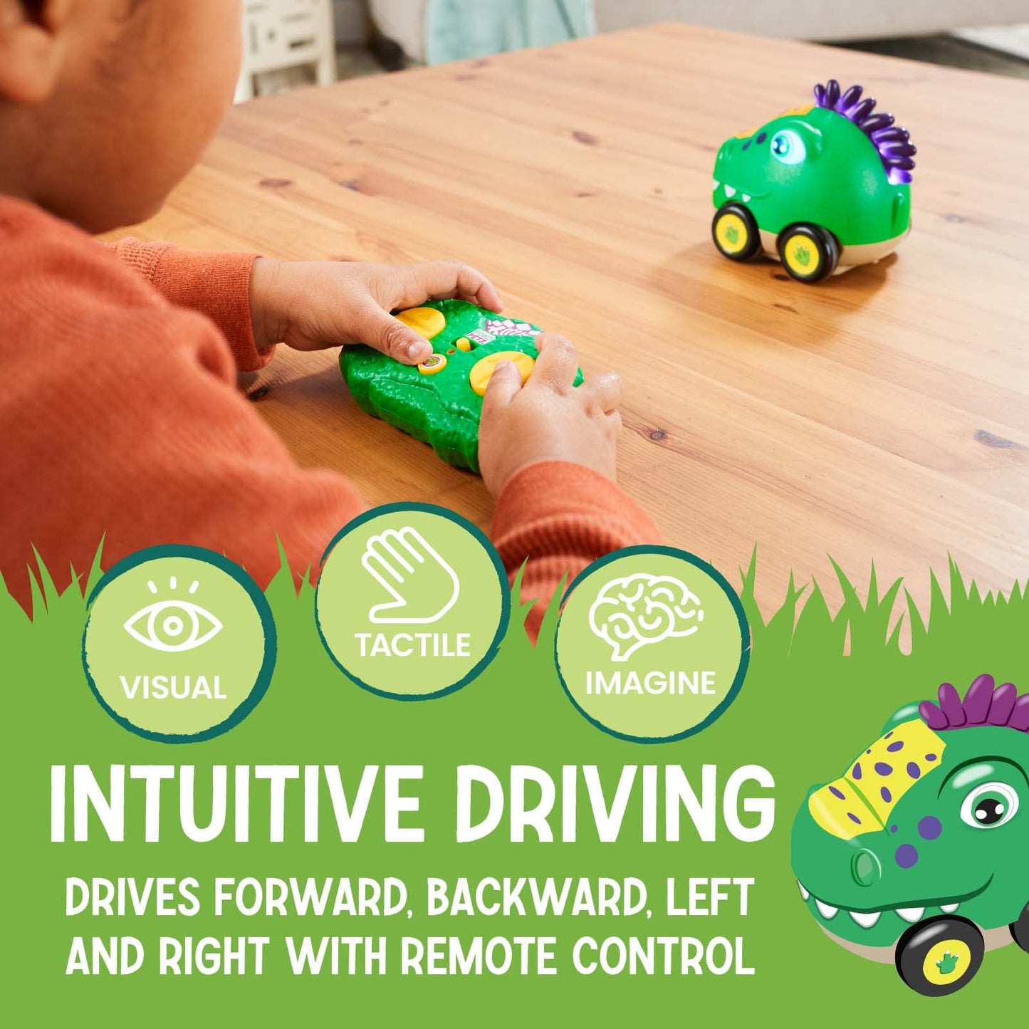 Flybar Poko Petz, Remote Control Car for Toddlers Dinosaur Toys - 2.4GH for Boys and Girls, Light Up, Singing, Talking Toy, Pres