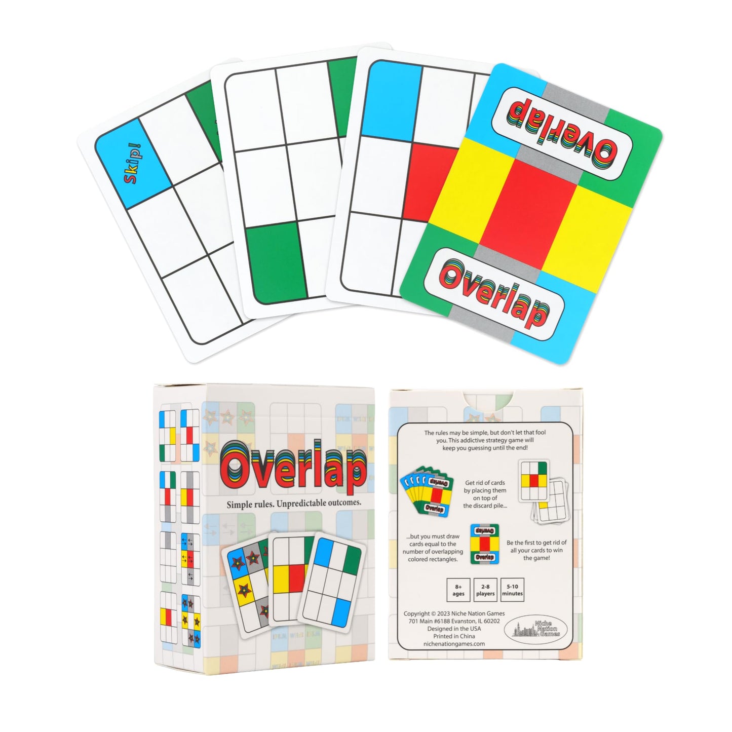 Niche Nation Games Overlap A Deceptively Simple Strategy Game - Mensa Award Winning Card Game - 2 Player Game Or Up To 8 Players