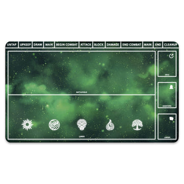 Paramint Cosmic Green Playmat With Zones (Stitched) - Mtg Playmat - Compatible With Magic The Gathering Playmat - Play Mtg, Yugi