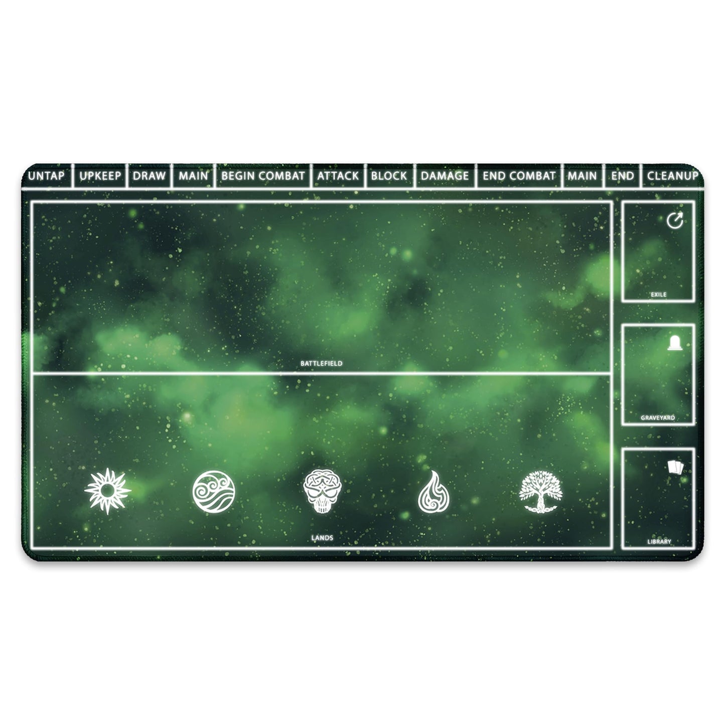 Paramint Cosmic Green Playmat With Zones (Stitched) - Mtg Playmat - Compatible With Magic The Gathering Playmat - Play Mtg, Yugi