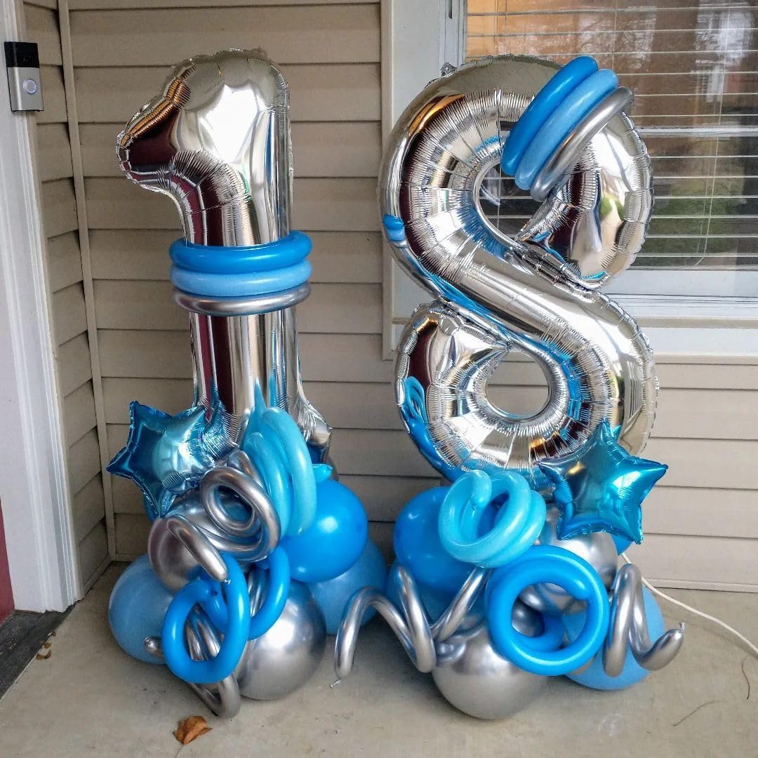 4 Number Balloons Silver 4 Balloons Number 40 Inch Number 4 Foil Mylar Balloons For 4 Birthday Anniversary Events Party