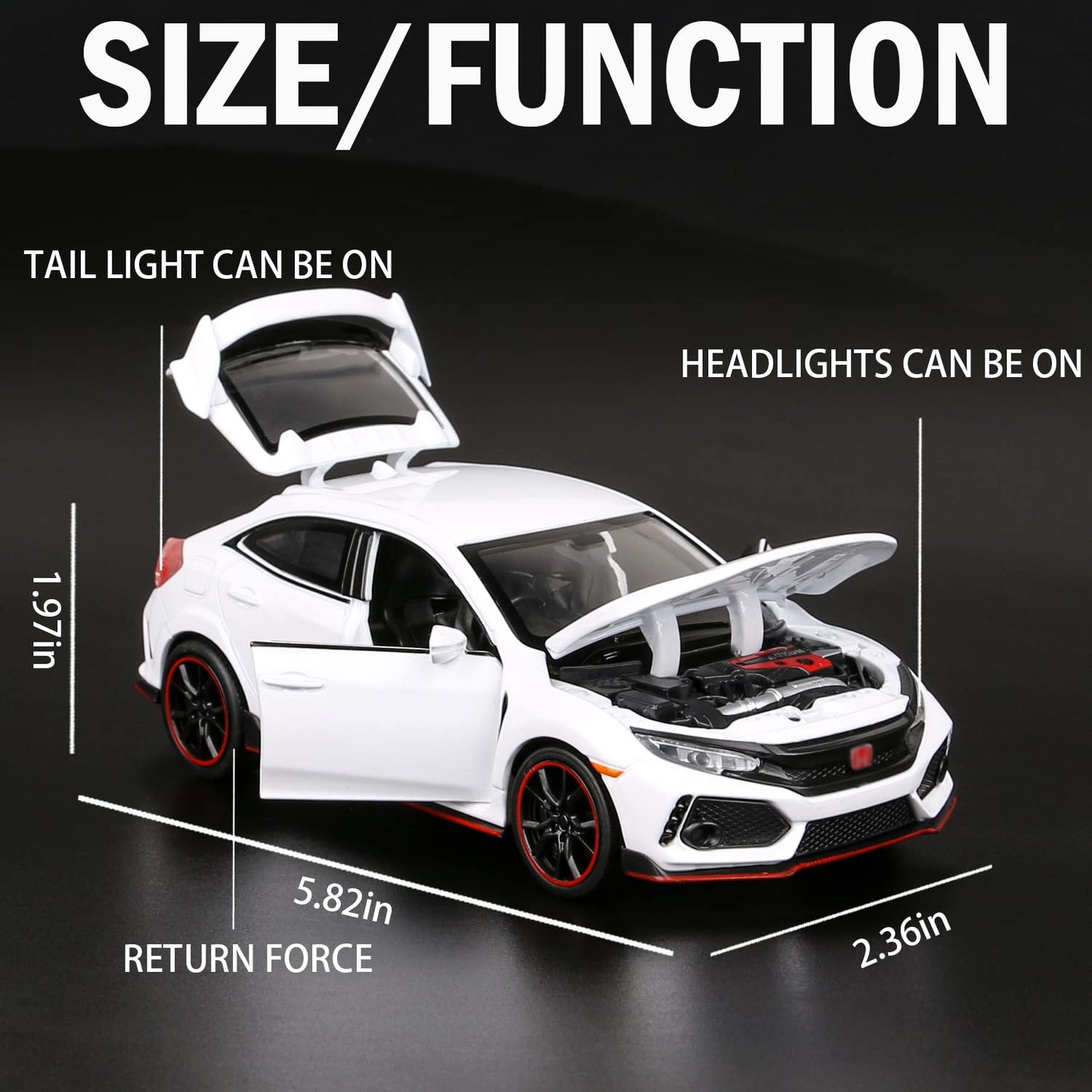 Jackiekim 1:32 Alloy Pull Back Car Diecast Model Car For Type R,Collection, Mini Simulation Vehicles Toys For Kids,Boyfriend,You