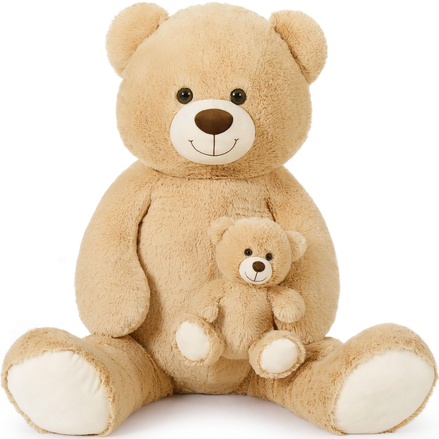 Tezituor Giant Teddy Bear Stuffed Animal 51In, Large Teddy Bear Mommy With Baby, Big Teddy Bear Stuffed Bear For Kids, Girlfriend On Valentine, Christmas, Baby Shower, Birthday, Light Brown