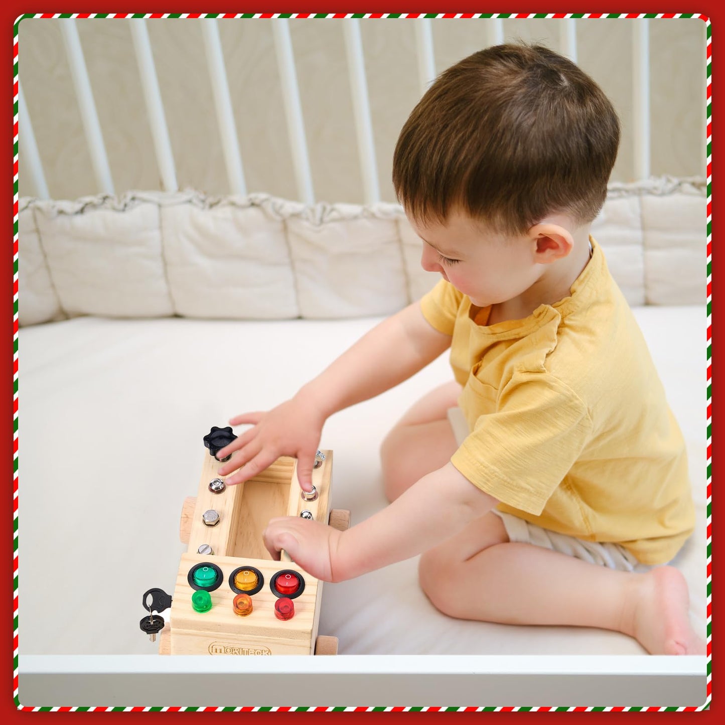 Moriteck Montessori Busy Board With Led Light, Screwdriver Tool Set Toddler Toys, Wooden Sensory Montessori Toys For 3+ Year Old