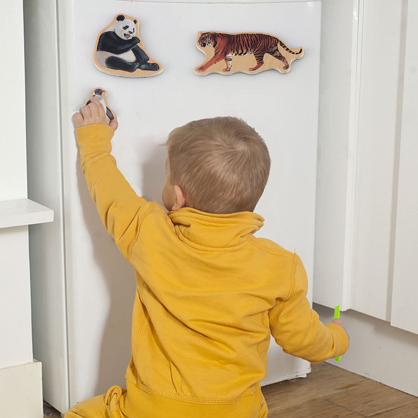 Steventoys Refrigerator Magnets for Kids Zoo Animals Fridge Magnets for Toddlers Kids Magnets Toys Toddler Learning Developmental Toys Magnetic Toys for Baby Kids Wooden Animal Magnets