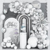 White And Silver Balloon Arch Garland Kit,White Silver Star Confetti Metallic Balloon Decoration With 18 Inch 4D Disco Silver Fo