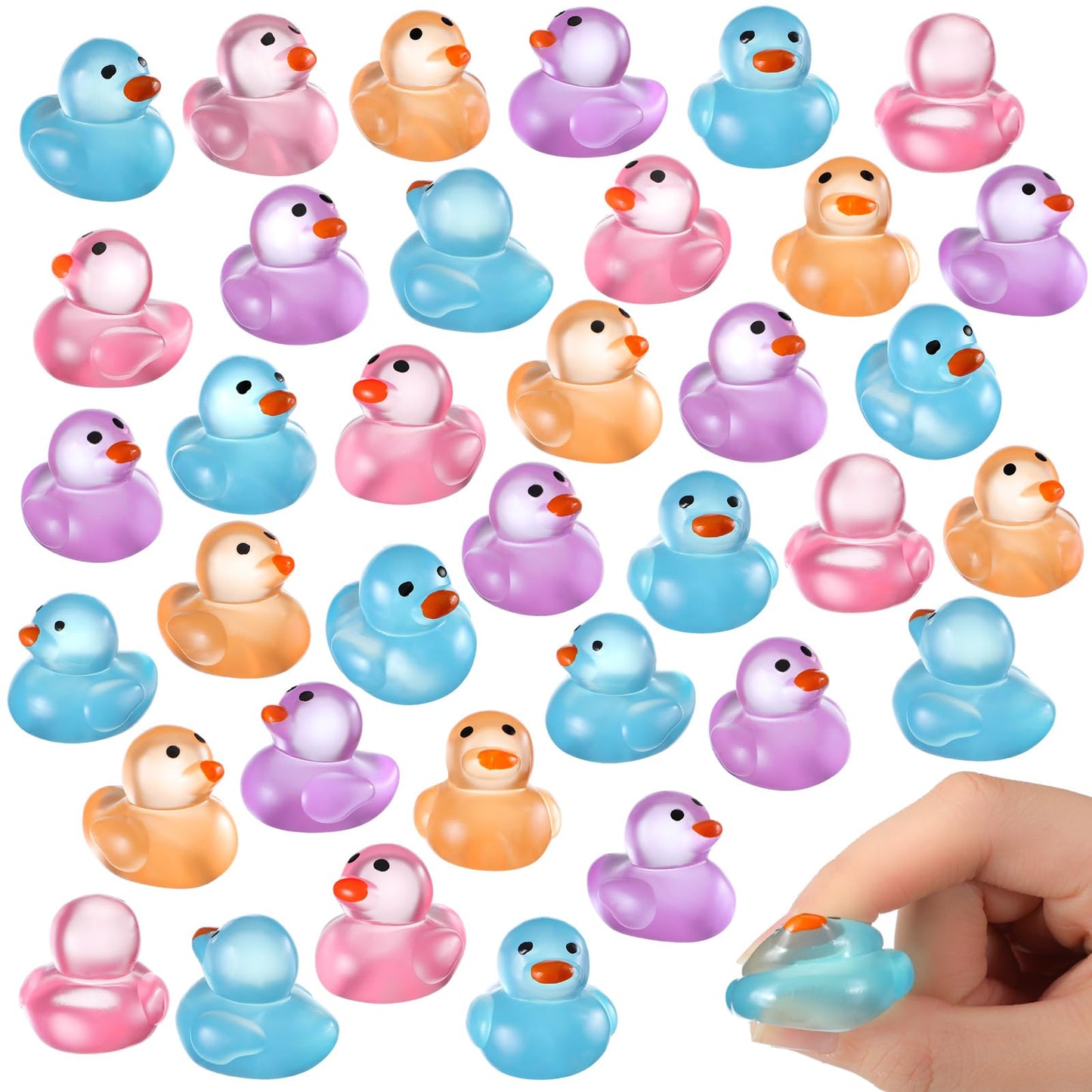Civaner 60 Pcs Tiny Squeeze Mini Duck Stress Relief Cute Fidget for Adults Birthday Party Easter Egg Filler and Easter Basket St