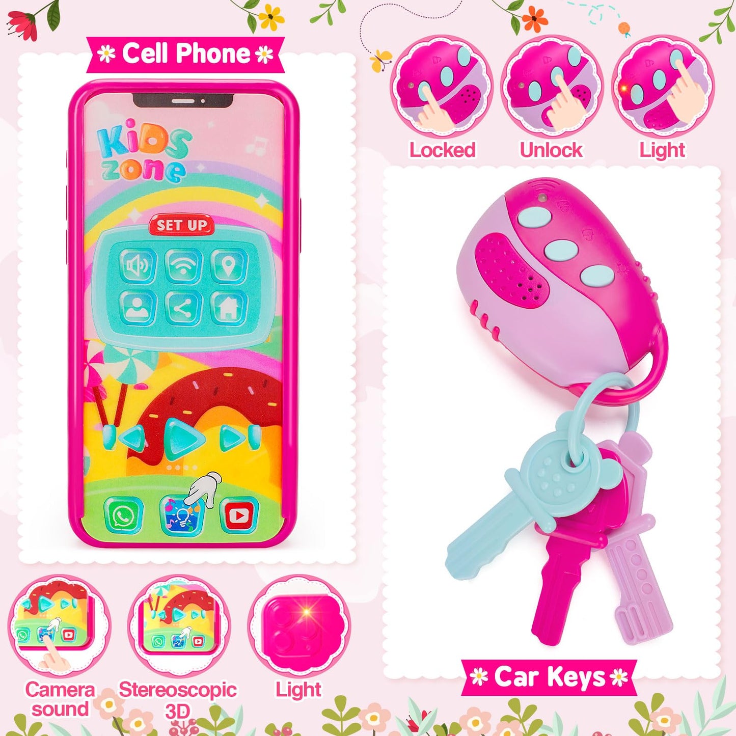 Officygnet Play Purse Toy For Girls 1 2 3 Years Old, Toddler Purse Girl Toys With Pretend Makeup Kit, Princess Pretend Play Toys