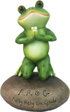 Dwk 6.5' Blessed Assurance Inspirational Cute Praying Frog On Rock Statue Novelty Collectible Frog Figurine Christian Religious Garden Decor