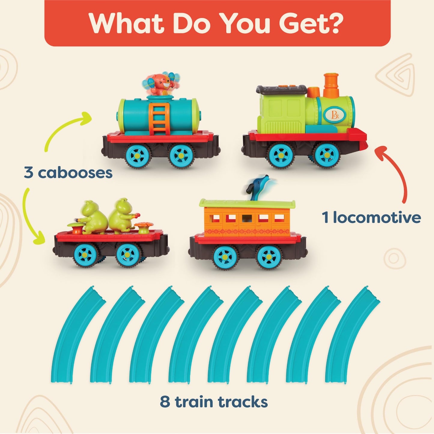 B. Toys- Critter Express- Train Set – Musical Train – Lights & Sounds – Classic Toys For Toddlers, Kids – 2 Years +