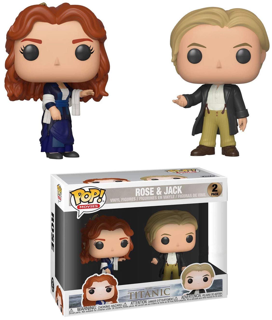 Funko Titanic Figurine 2-Pack Rose & Jack, 10cm Vinyl Collectibles, Exclusive, White, Model 0889698364379