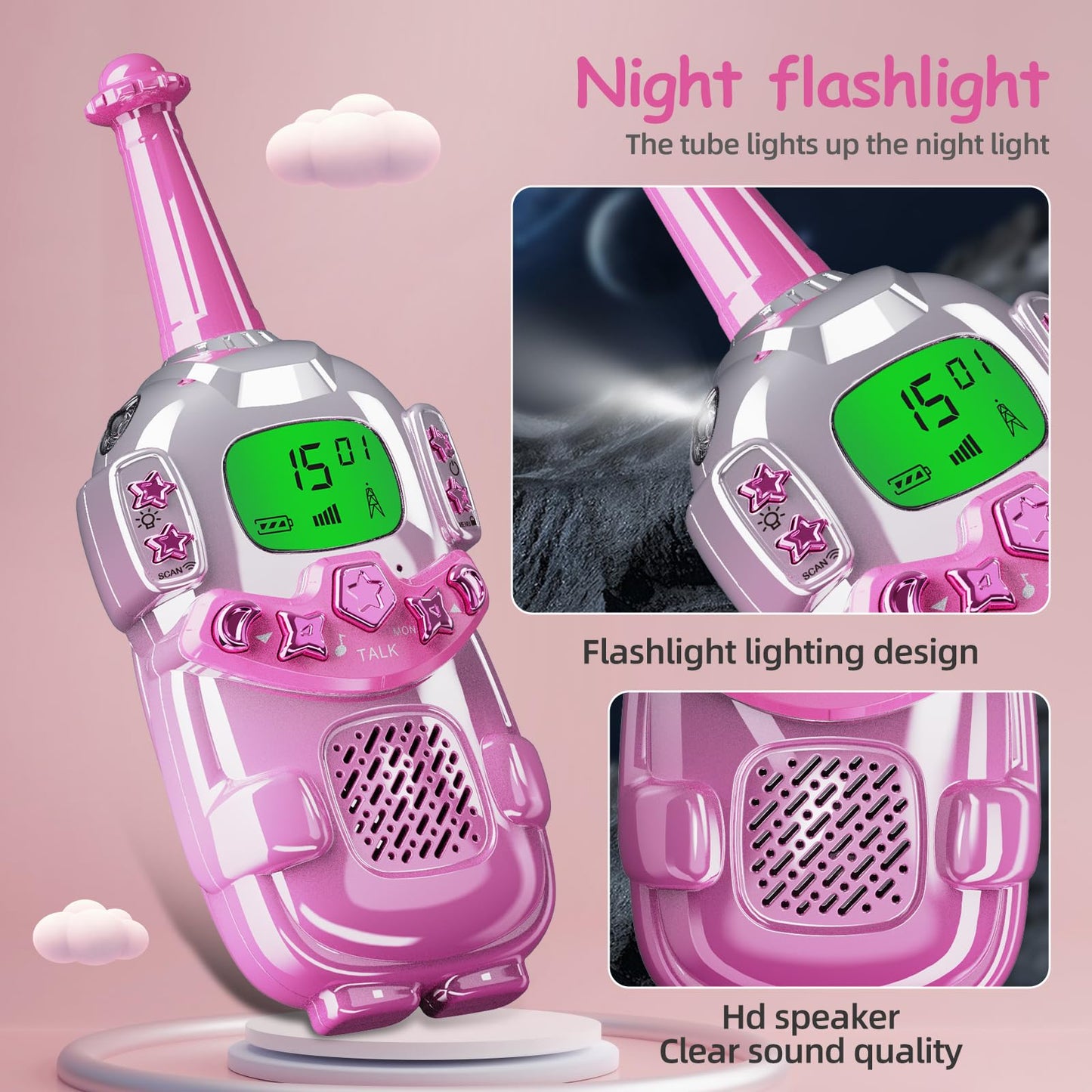 Mini Robot Kids Walkie Talkies 2 Pack,Walkie Talkies For Kids With Backlit Lcd Flashlight,3-12 Year Boy Girl Gift,Birthday Chris