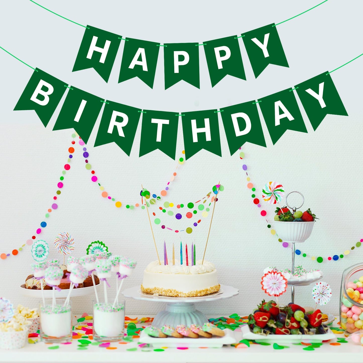 Green Happy Birthday Banner Happy Birthday Sign For Backdrop Green Birthday Party Decorations For Adults Kids Birthday Banner Tea Birthday Party Supplies Door Yard Banner Wall Decor