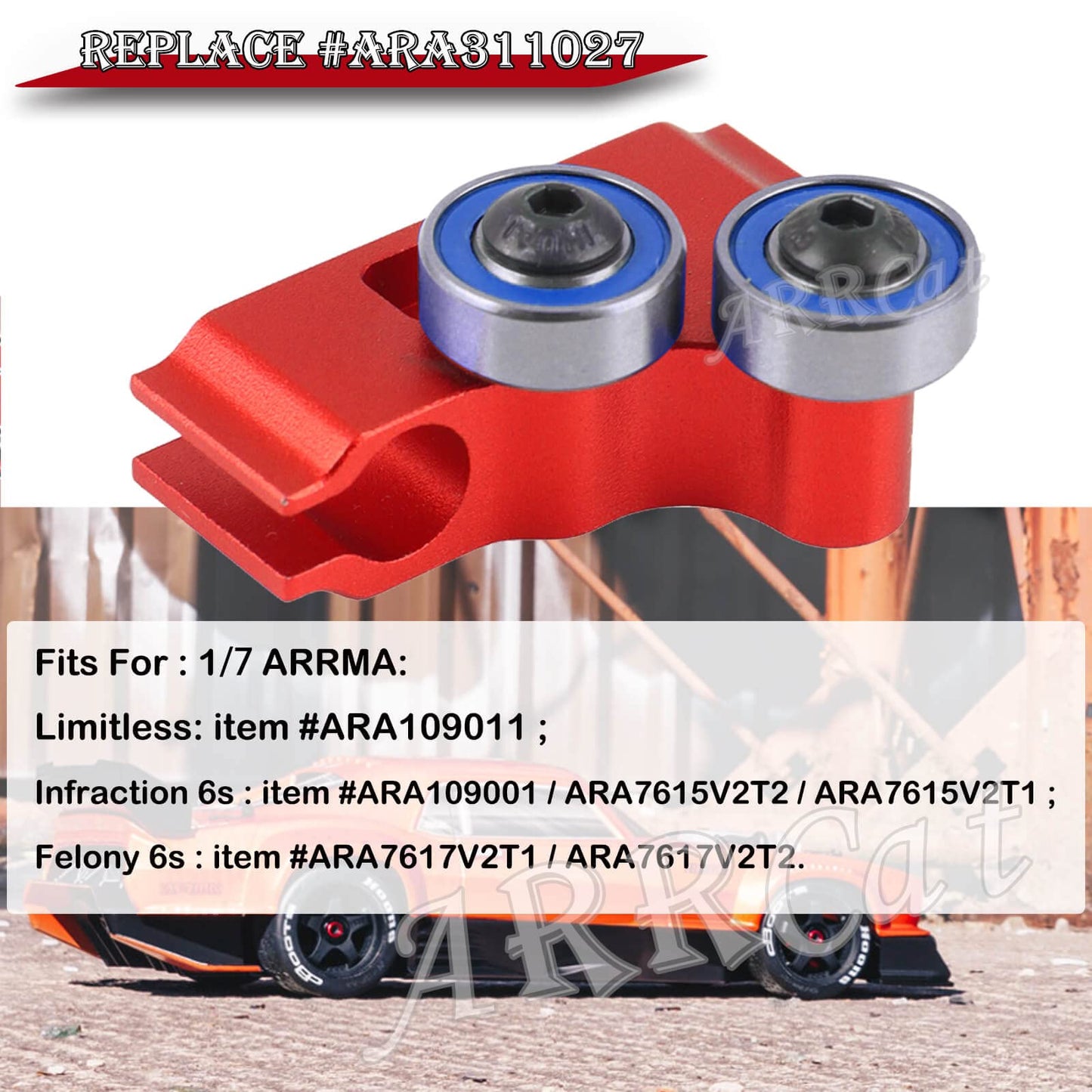 Center Driveshaft High Speed Support Set for 1/7 Arrma Infraction Limitless Felony (ARA109011/ ARA109001/ ARA7617V2/ ARA7615V2)