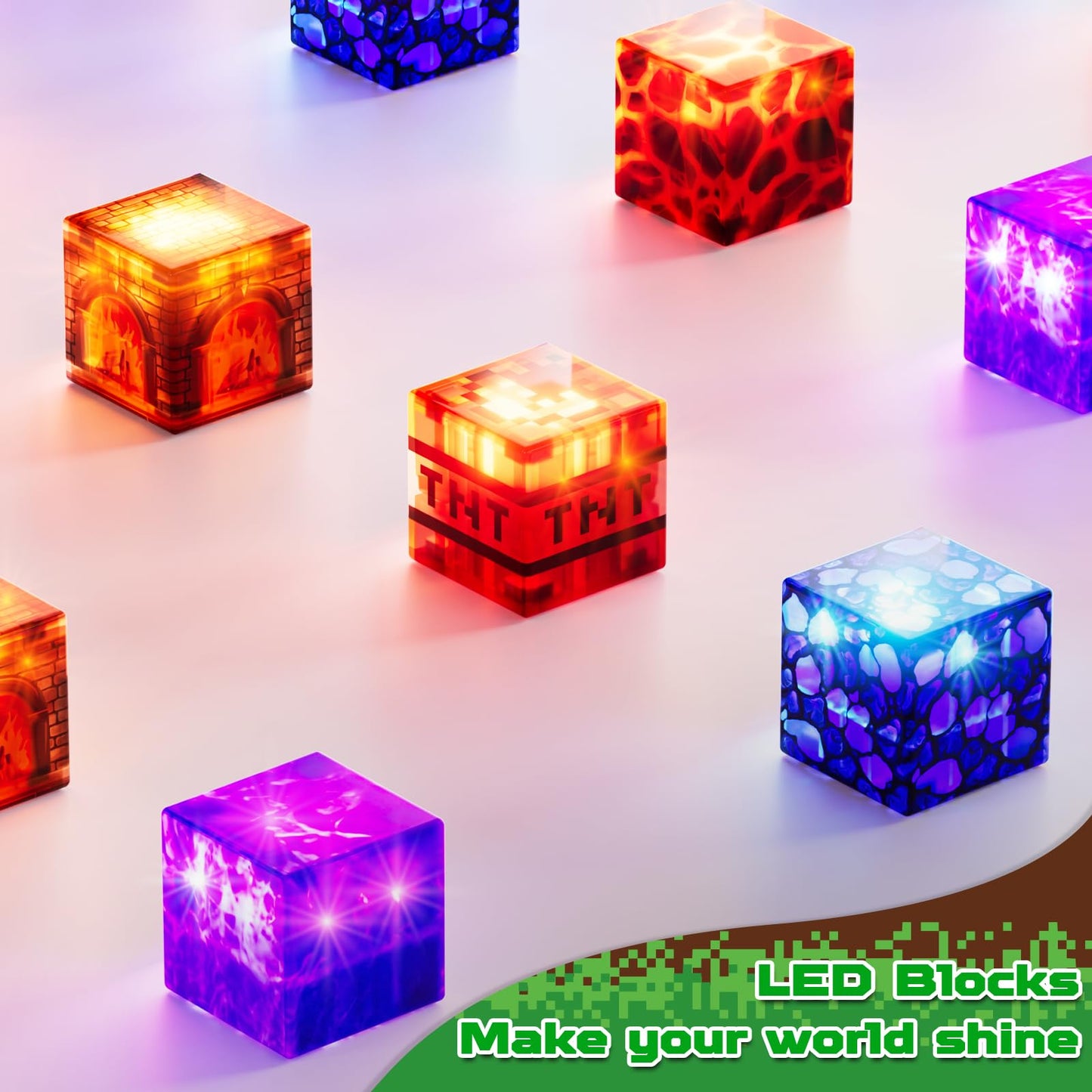 GraceDuck Magnetic Blocks Set - 150 PCS Dinosaur Volcano Forest - Light Up, 8.3"x8.3"x1.2", Multicolor, STEM Toy for Kids 3+