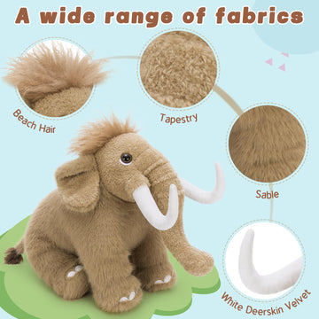 Beniny Woolly Mammoth Plush Toy, Cute Soft Mammoth Stuffed Animal For Boys Girls Kids, 16'' Cuddly Christmas Birthday Gift For A