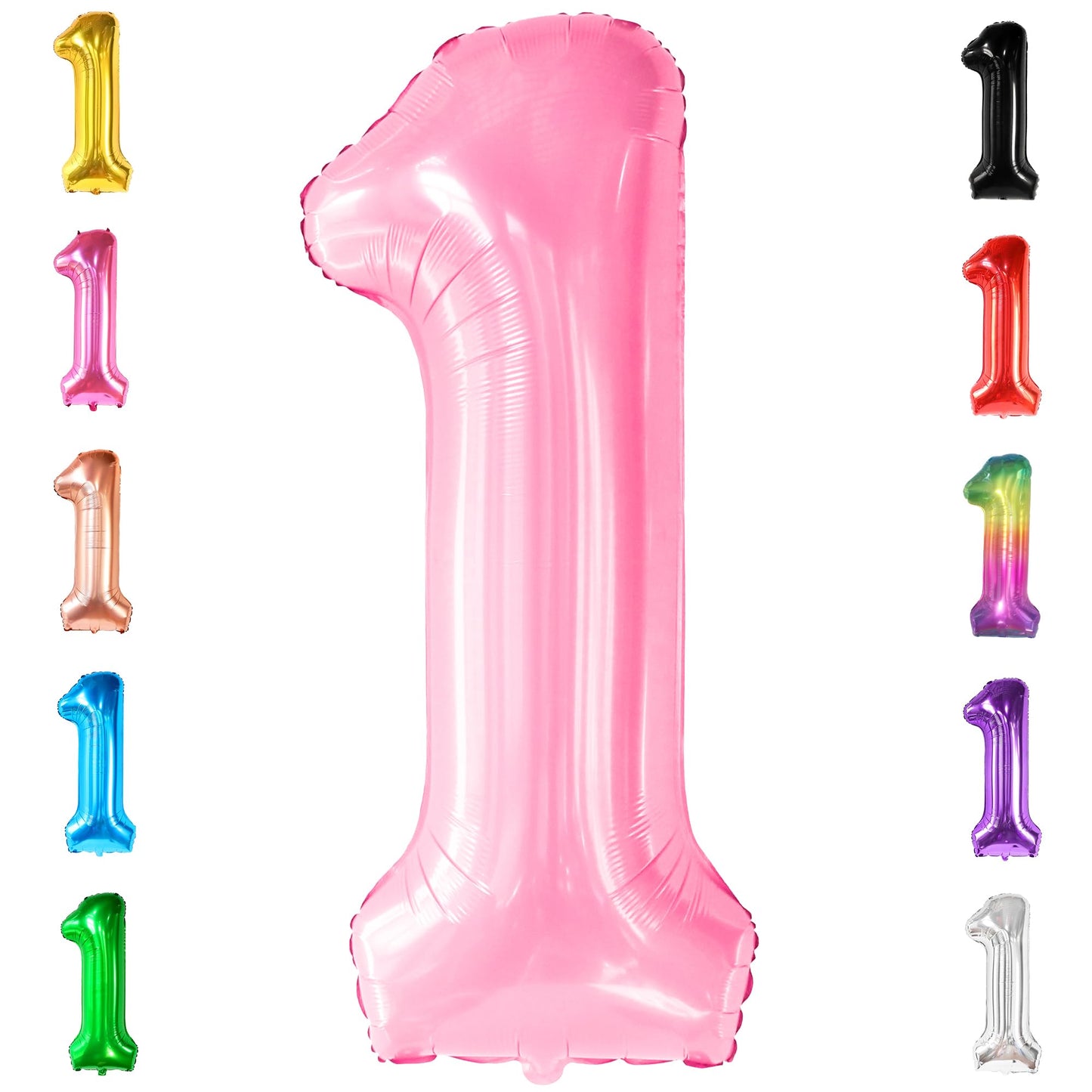 Katchon, Light Pink 1 Balloon Number - 40 Inch | Number 1 Balloons For 1St Birthday Party Supplies | Light Pink One Balloon For First Birthday | 1St Birthday Balloon, 1St Birthday Decorations Girl