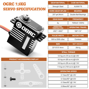 OGRC SCX24 Servo SCX24 High Torque Steering Servo Digital Servo RC Steering Servo with Steel Gear for SCX24 TRX4M Upgrade Parts