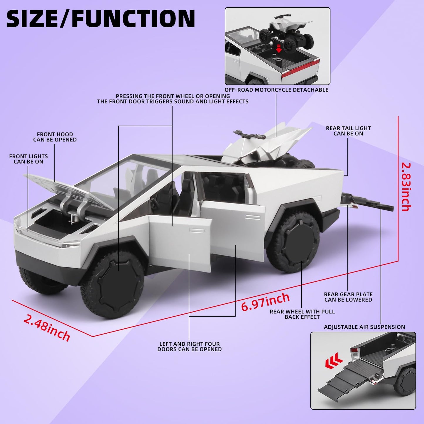 Rzape Trucks For Boys 1/32 Die Cast Metal Toy Trucks,Toy Trucks For Boys Age 4-7,Diecast Truck Model Truck Kits,Pull Back Pickup