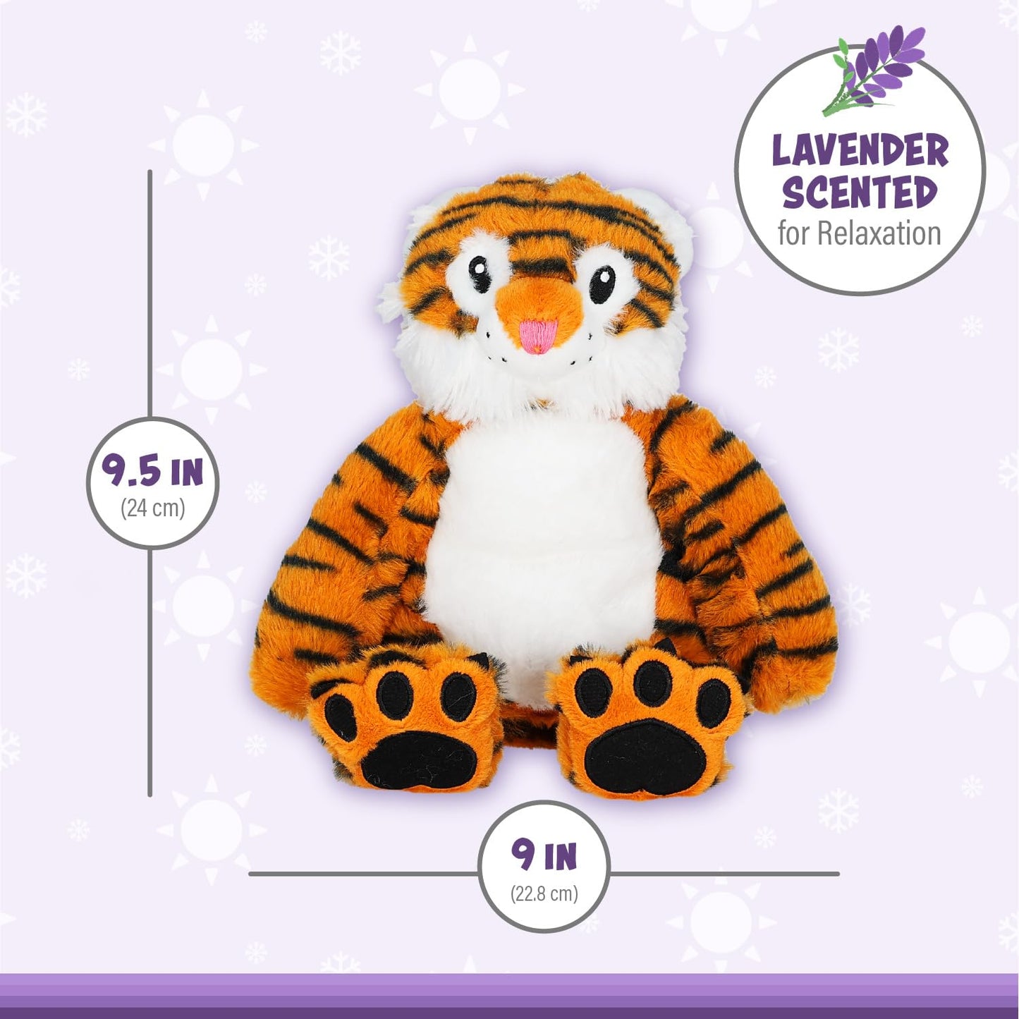 1I4 Group Warm Pals - Tiger - Cozy Lavender Scented Plush Toys - Stuffed Animal - Coolable Bedtime Comfort Plushie
