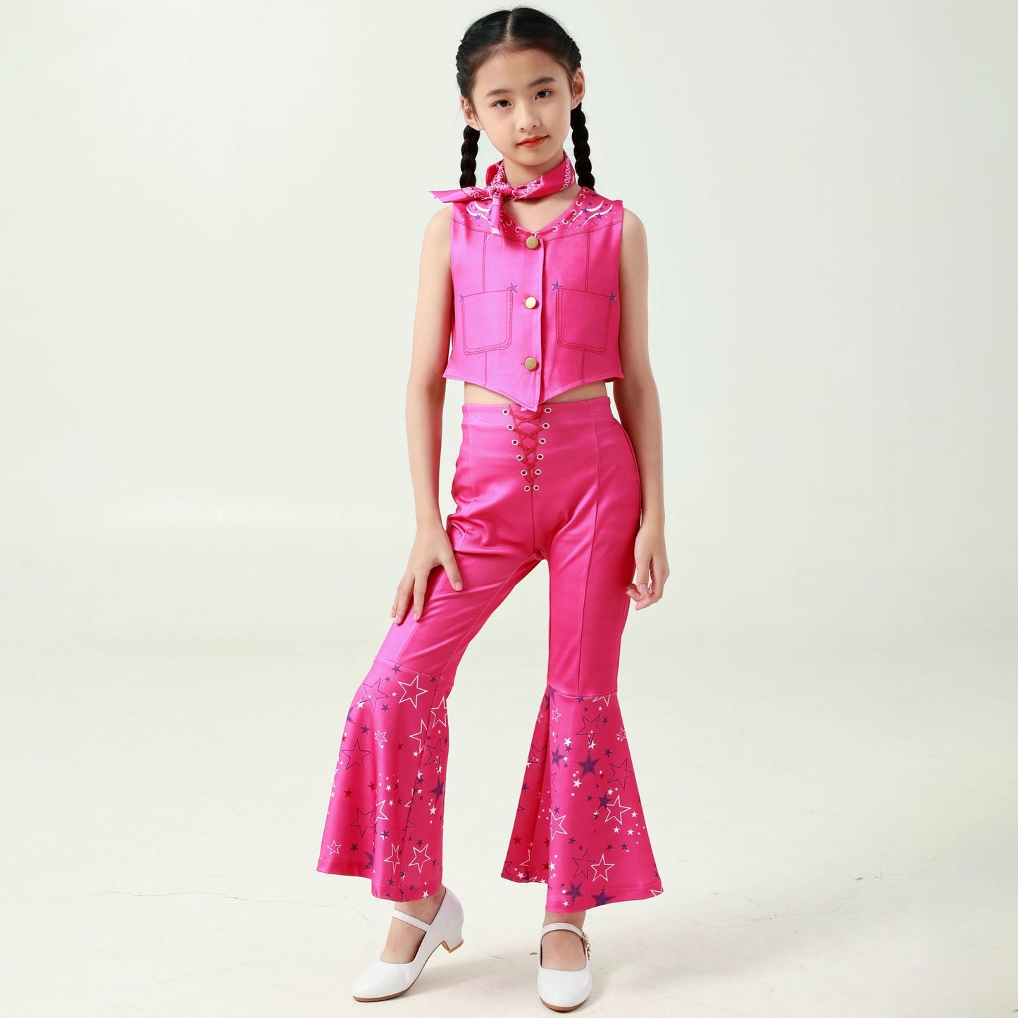LAUPHIE Girls Pink Costume Dress Cosplay Costumes for Girls Birthday Party Costumes with Accessories 4-17years