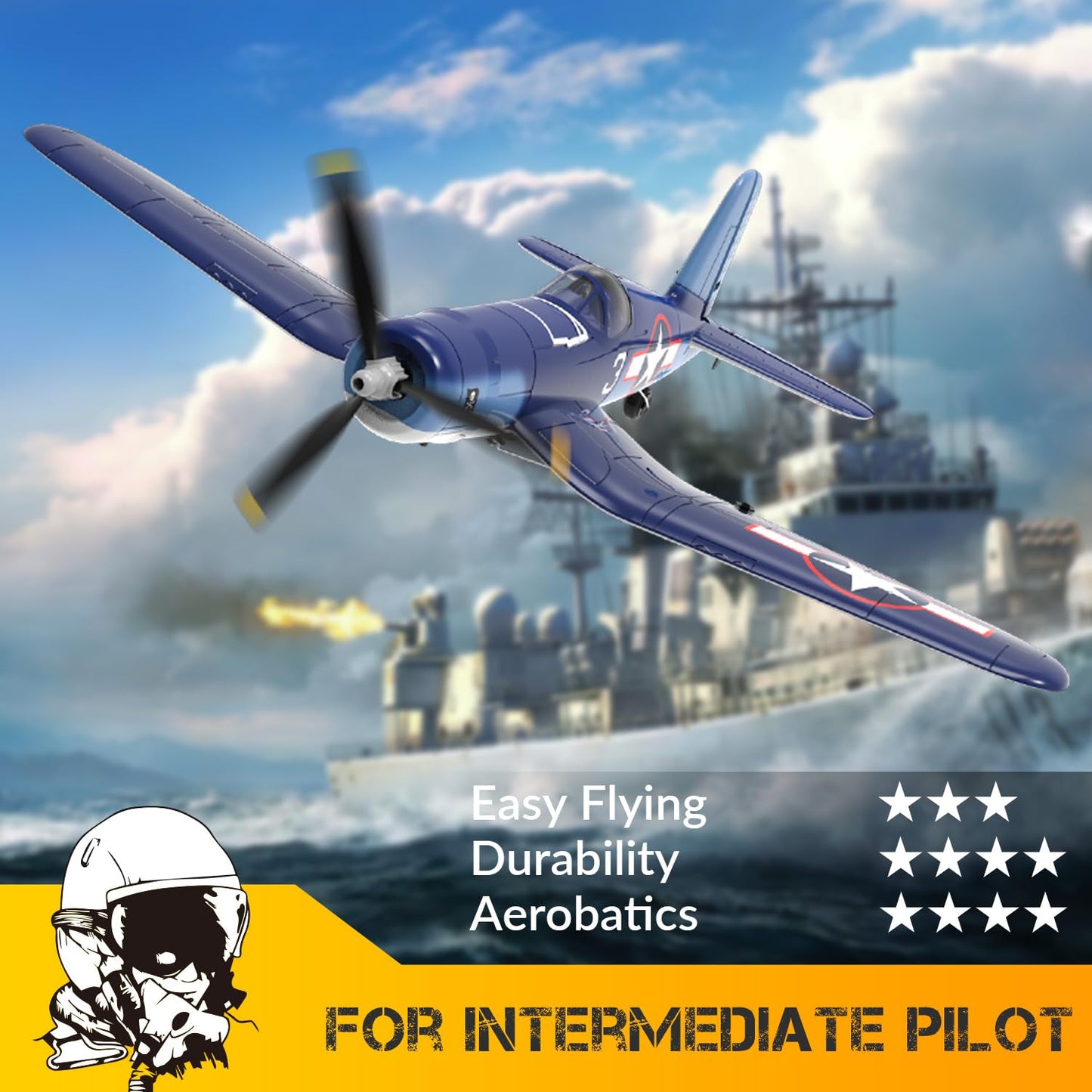 Volantexrc Rc Plane For Beginners, 4Ch Wwii Rc Airplane F4U Corsair With Aileron, 2.4Ghz Remote Control Plane With Xpilot Self R