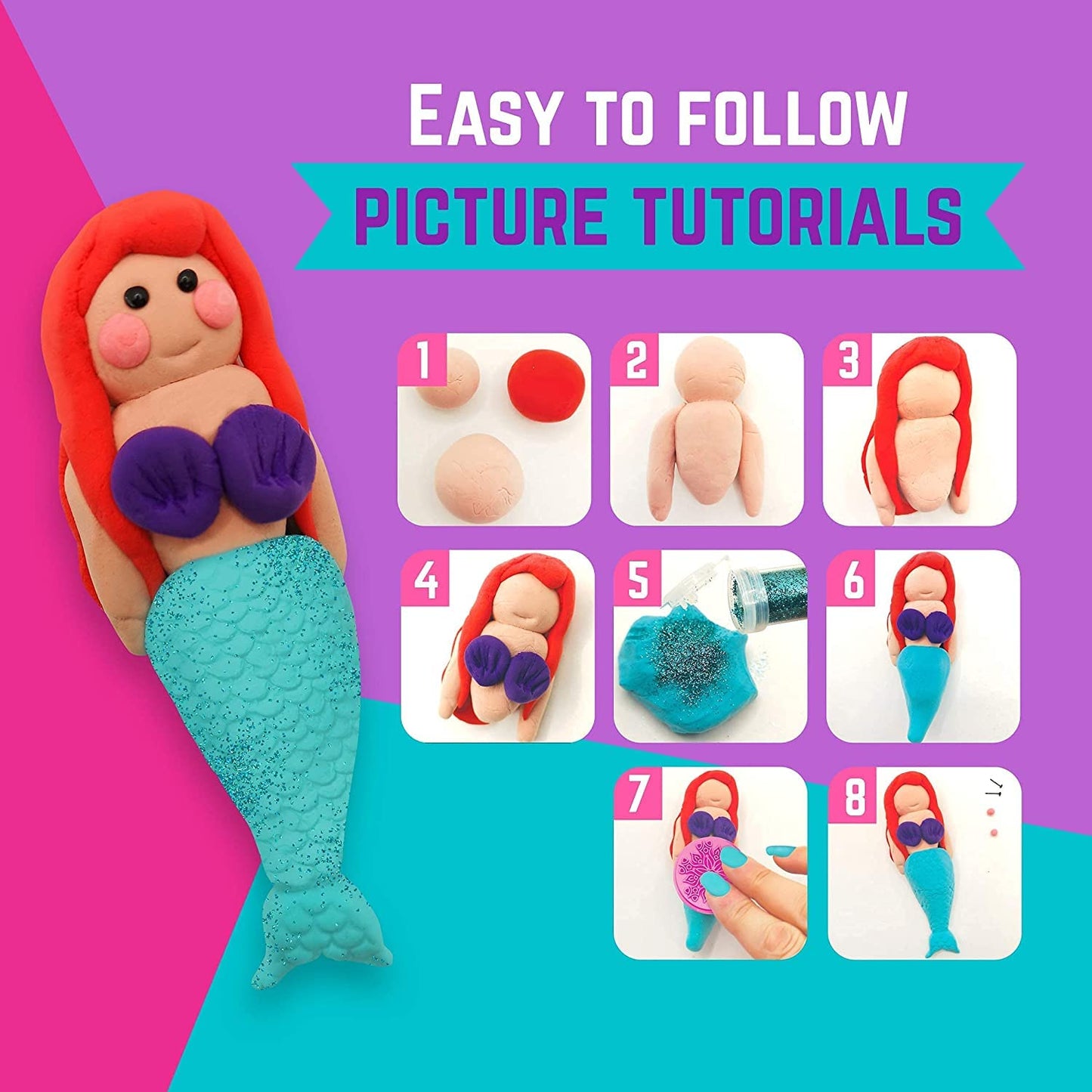 Girlzone Air Dry Clay Ultimate Craft Kit, Over 100 Piece Kids Modeling Clay Set, Air Dry Clay For Kids With No Baking Required, Arts & Crafts For Girls Age 3+ (Regular Size)