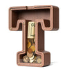 Summidate Wooden Letter Piggy Bank Extra Thick Large Capacity Piggy Bank for Kids Boys Girls Toddler Alphabet T Money Bank| Coin Box Birthday Christmas Festival