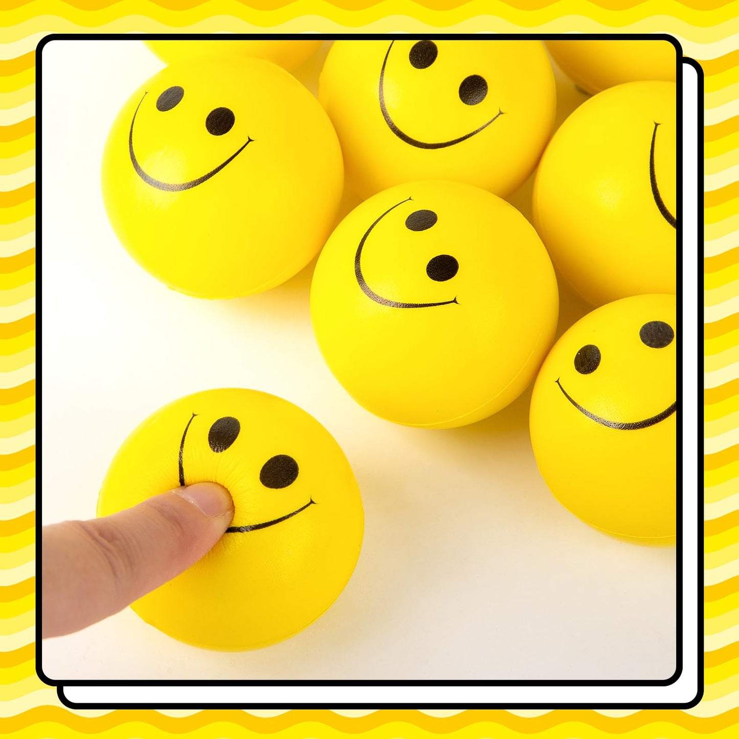 Lovestown 40Pcs Stress Balls Bulk, 2 Inch Smiley Face Stress Balls Mini Yellow Stress Relief Balls For Kids School Carnival Reward Party Bag