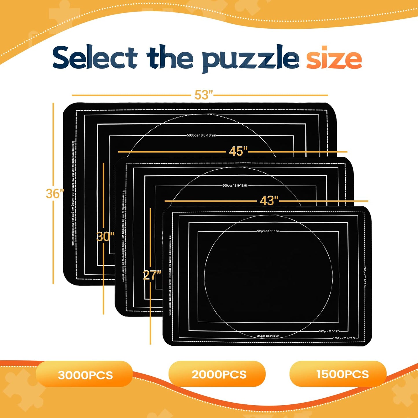 Pohxev Jigsaw Puzzle Mat Roll Up, Portable Saver Pad 48 X 35 Up To 3000 Pieces, Puzzle Matt Rollup With Non-Slip Rubber Bo