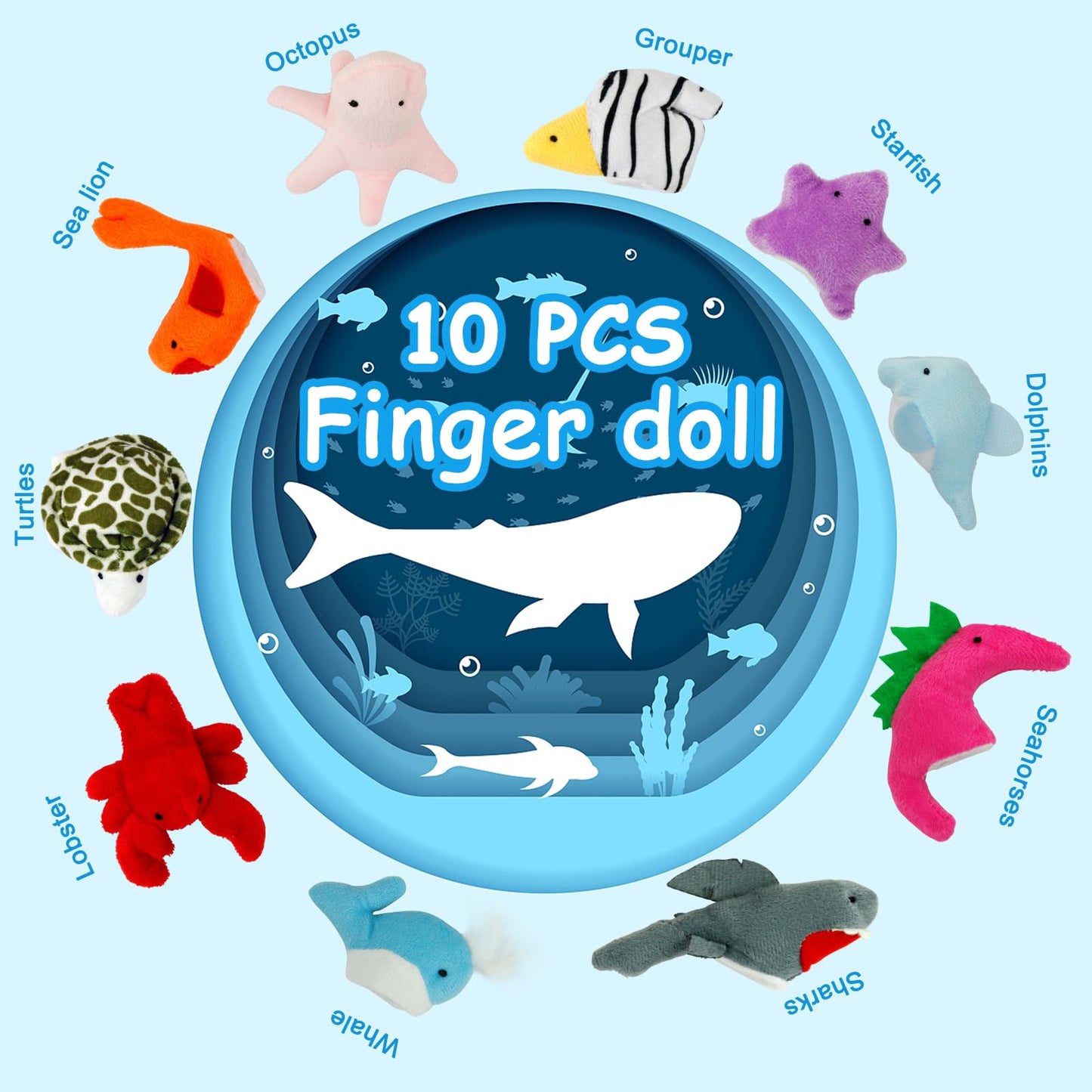 Sealive Plush Animals Finger Puppet Toys - Mini Plush Figures Toy Assortment For Kids, Soft Hands Finger Puppets Game For Autistic Children, Great Family Parents Talking Story Set