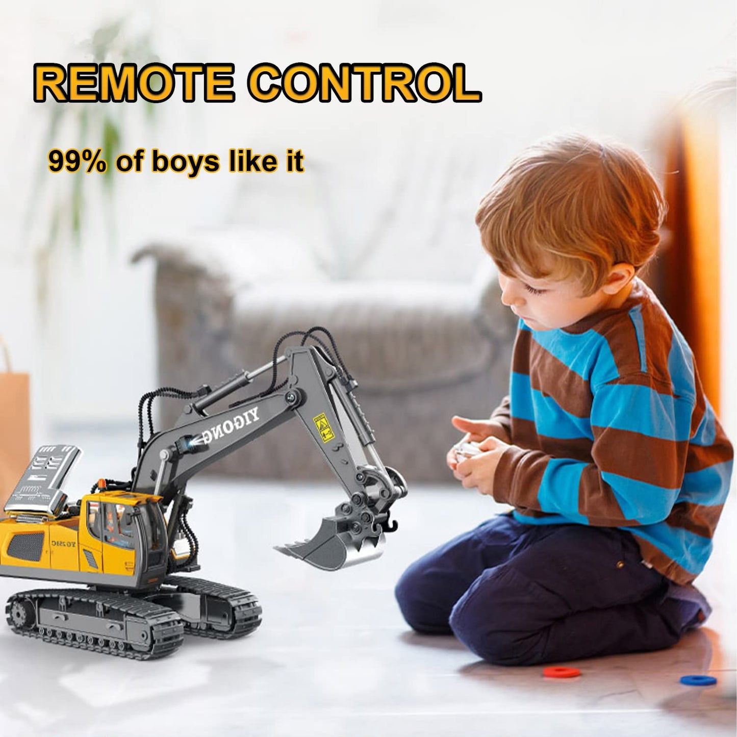 Mscredse Remote Control Excavator 11 Channel RC Excavator Truck Toys 1/20 Scale 2.4Ghz Construction Vehicles with Metal Shovel 6