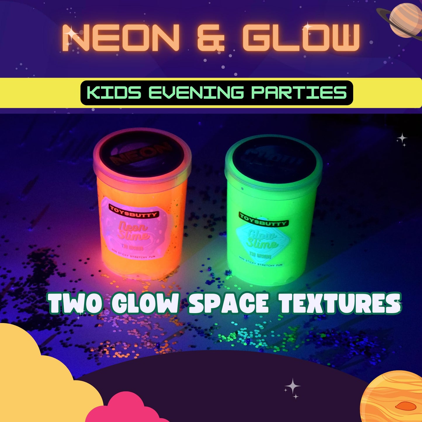 Toysbutty Slime Kit For Girls Boys, 6 Galaxy Stretchy None Sticky Slime Educational Toys With Space Slime Charms &Galactic Add I