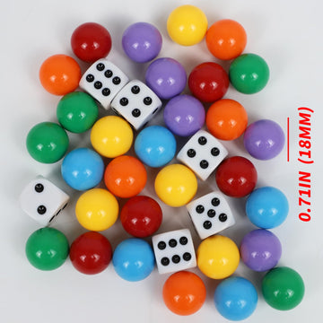 Comsrev Large Size18Mm 30 Wahoo Board Game Replacement Marbles 5 Each Of 6 Colors 6 Dice And A Play Bag For Aggravation Wahoo Bo