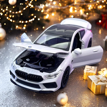 ERBADIHAGO BMW M8 1/32 Metal Toy Car with Light & Sound, White, Pull Back, 15×7×4.5CM