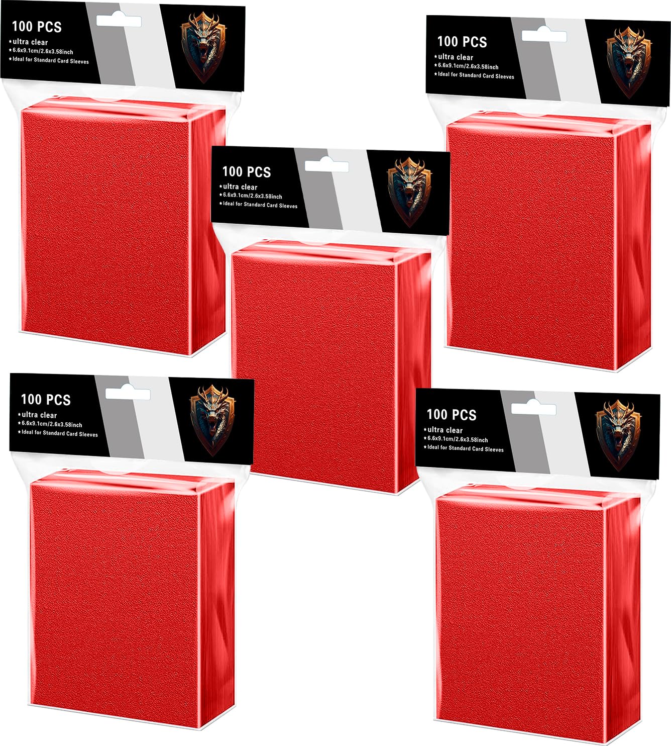 500Ct Matte Black Red Card Sleeves For Trading Cards, Soft Anti-Slip Tough Premium Tcg Standard Card Penny Sleeves Compatible Wi