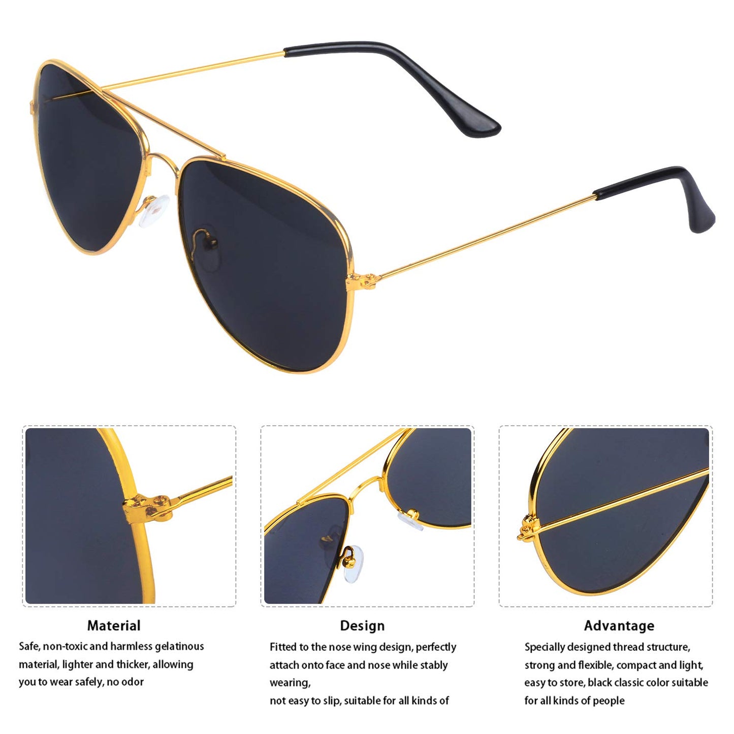 Beefunny Biker Costume Accessories Biker Cap Sunglasses 70s 80s Steam Punk Roker Party Dress Unisex (C)