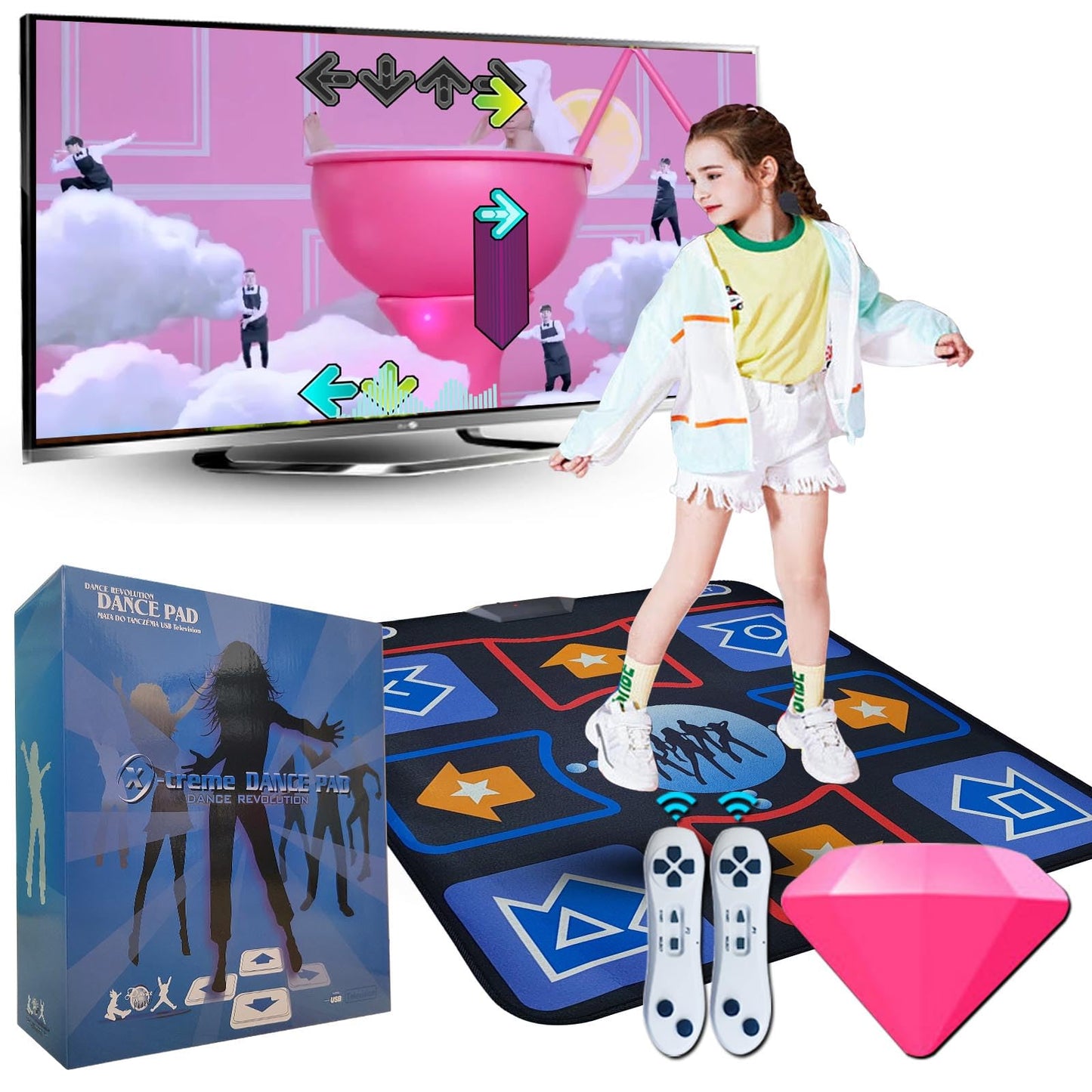 Damcoola Dance Mat For Kids And Adults, Electronic Dance Pad For Tv, Soft Dancing Mat For Exercise & Games,Plug & Play,Birthday