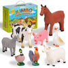 Learning Minds Set of 8 Jumbo Farm Animal Figures - Farm Animals for Toddlers Age 1-3 - Farm Toy for Kids Age 18 Months Plus - Animal Toys for Kids 1 2 3 Years Old